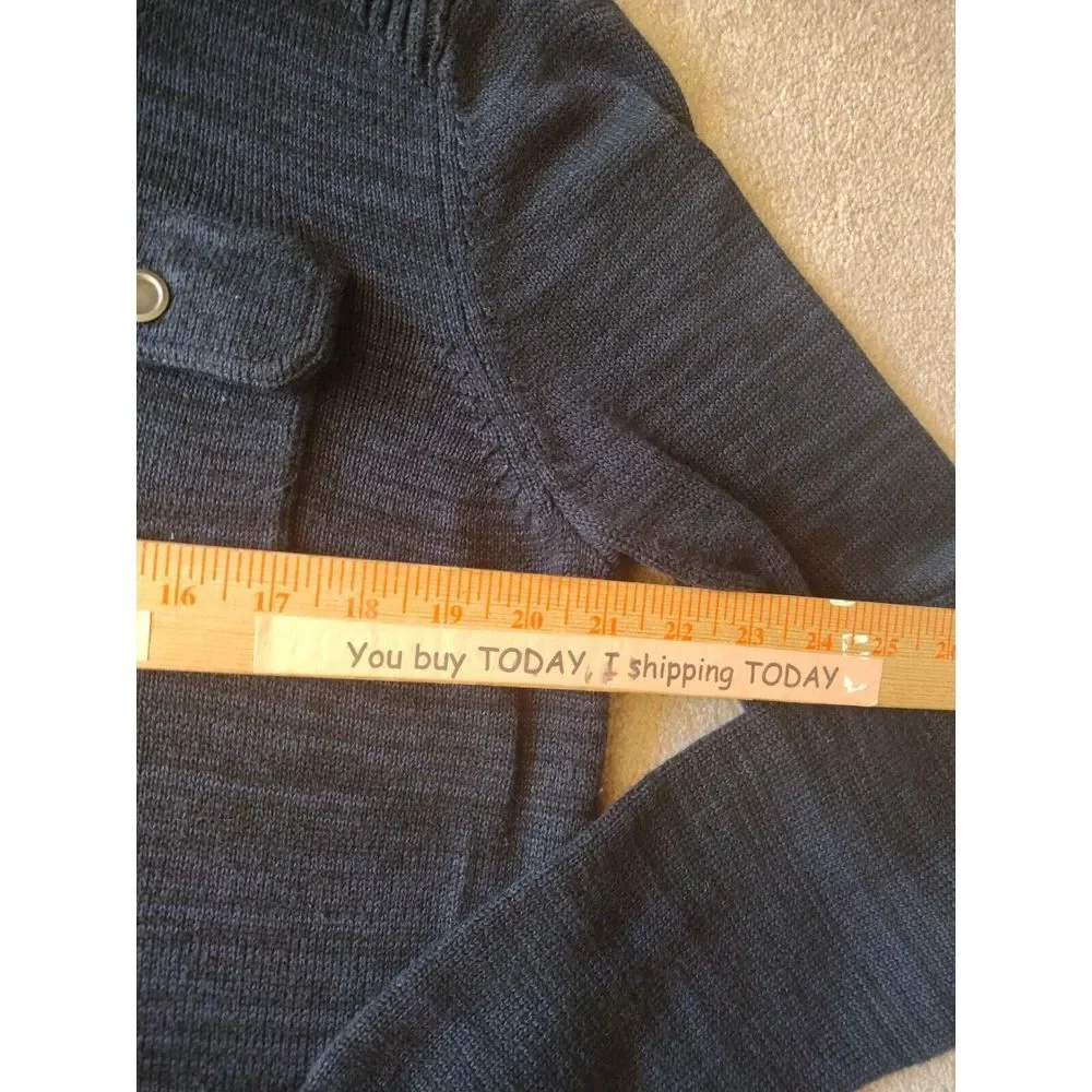 Apt.‎ 9 Sweater Men XL Charcoal Knit 1/4 Zip Cotton Blend Pockets Mock Neck EUC